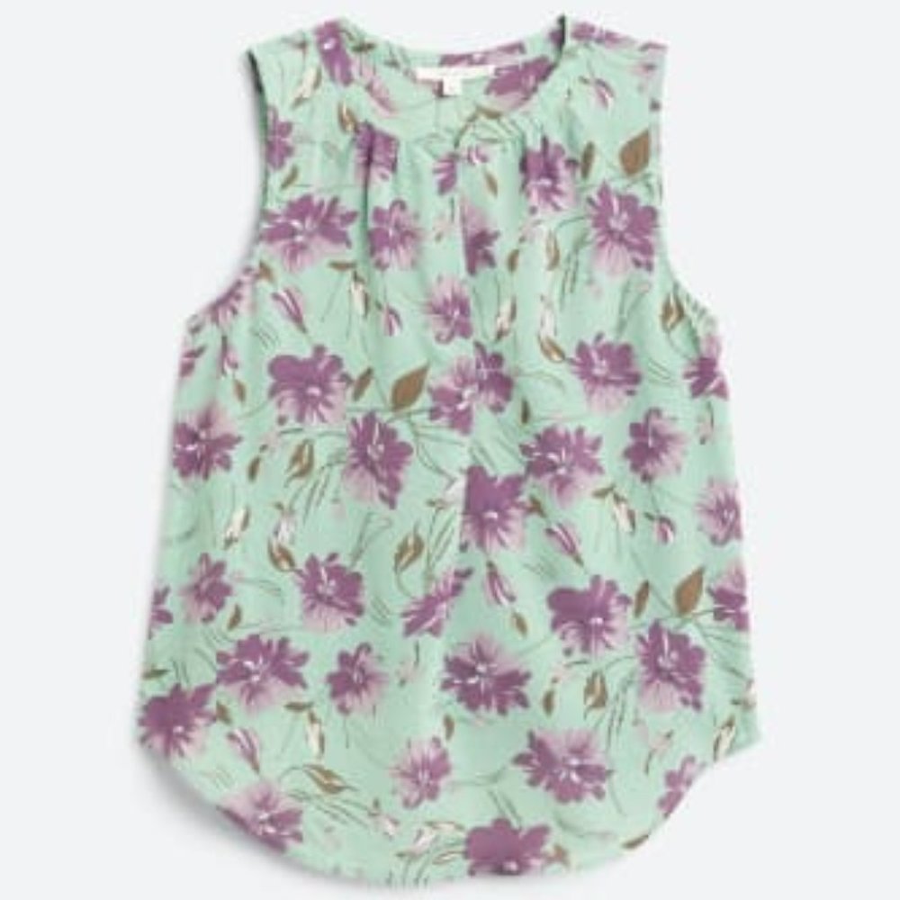 Sleeveless pleated blouse, flower print